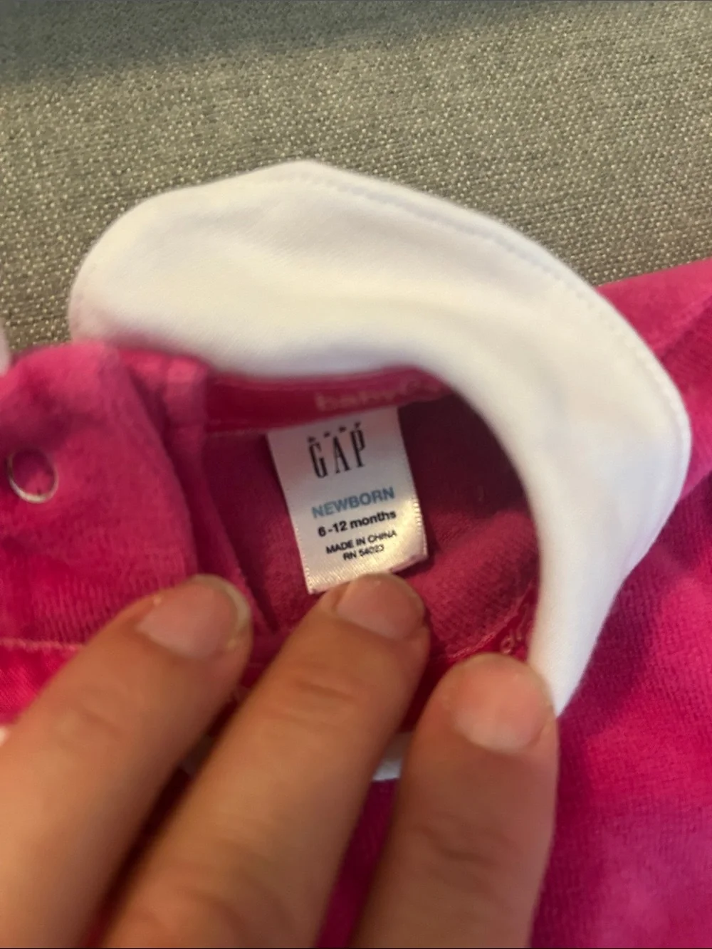 Baby Gap Pink Velour Ruffle-Front Footed One-Piece with White Collar